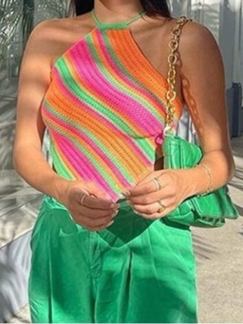 Swirl Knit Backless Crop Top (Extra Small)